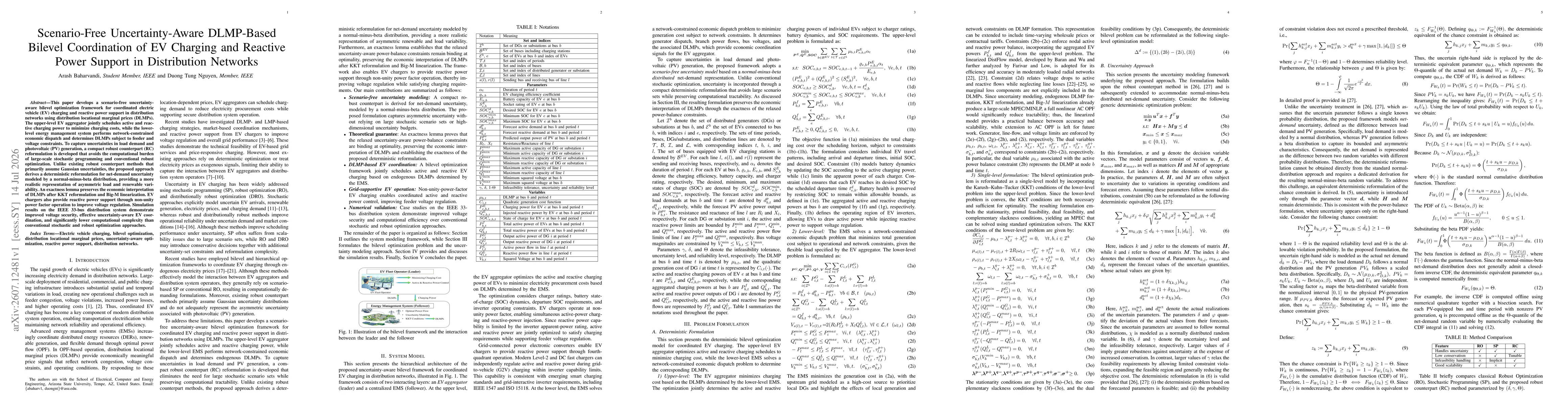 Thumbnail for Scenario-Free Uncertainty-Aware DLMP-Based Bilevel Coordination of EV Charging and Reactive Power Support in Distribution Networks