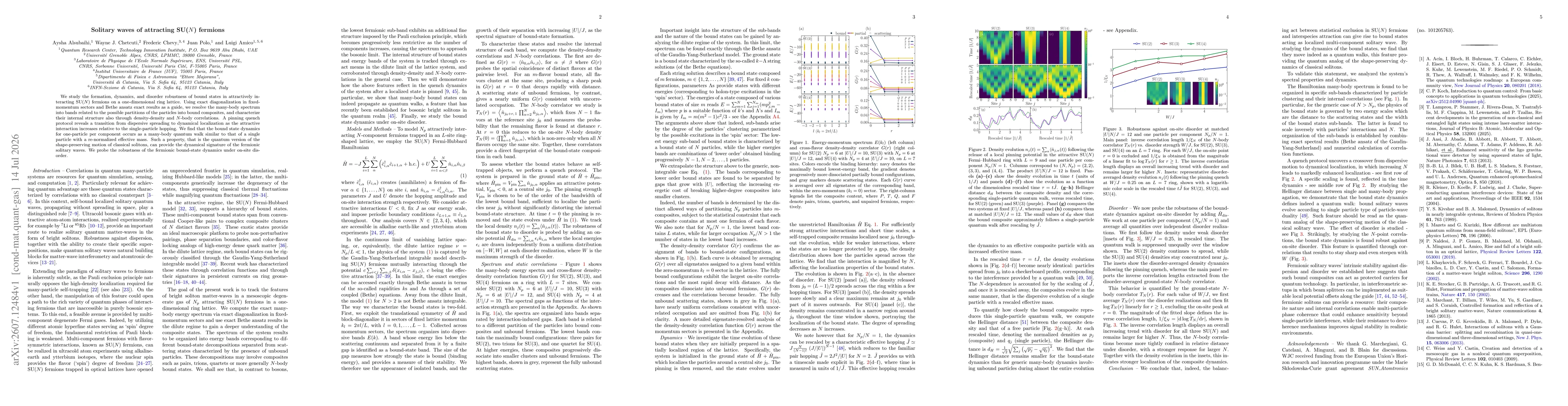 Thumbnail for Solitary waves of attracting SU(N) fermions