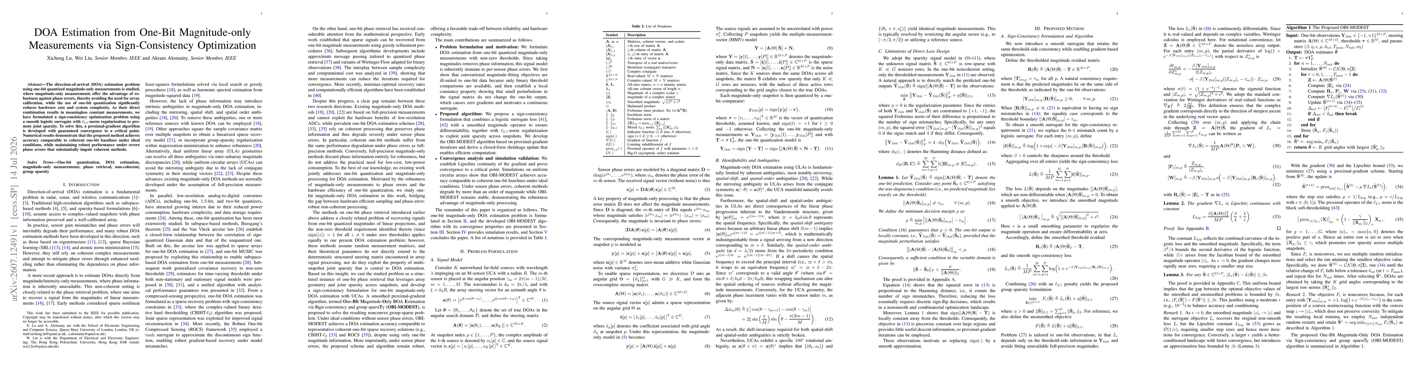 Thumbnail for DOA Estimation from One-Bit Magnitude-Only Measurements via Sign-Consistency Optimization