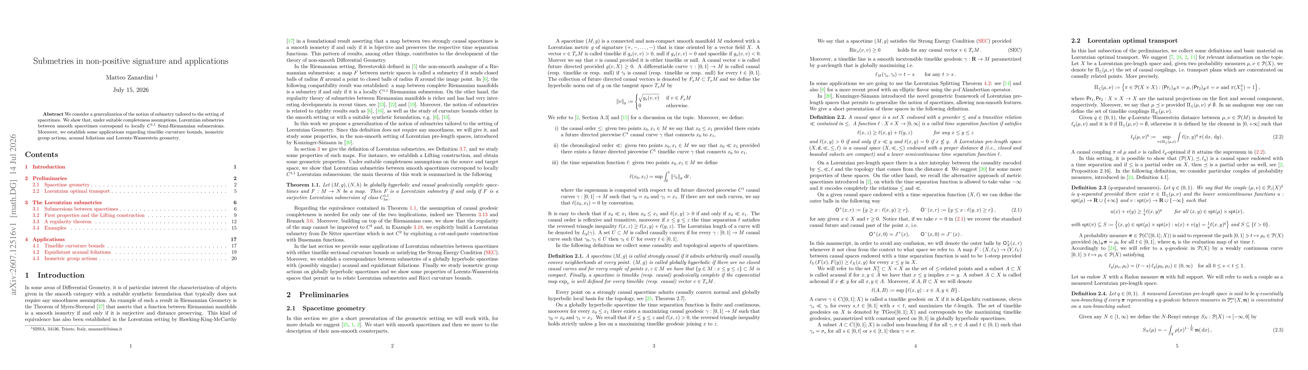 Thumbnail for Submetries in non-positive signature and applications