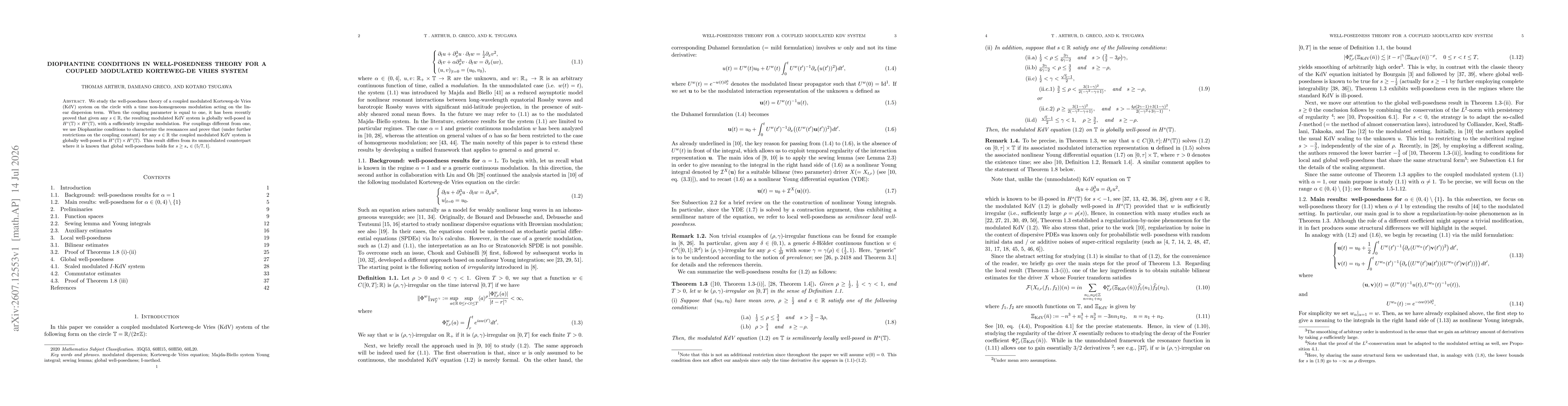 Thumbnail for Diophantine conditions in well-posedness theory for a coupled modulated Korteweg-de Vries system