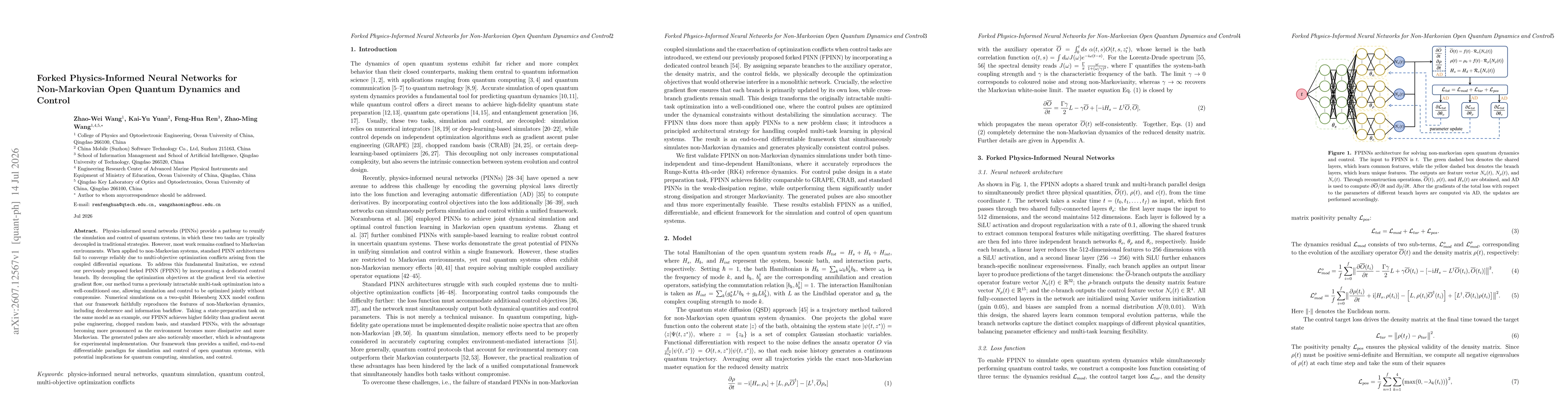 Thumbnail for Forked Physics-Informed Neural Networks for Non-Markovian Open Quantum Dynamics and Control