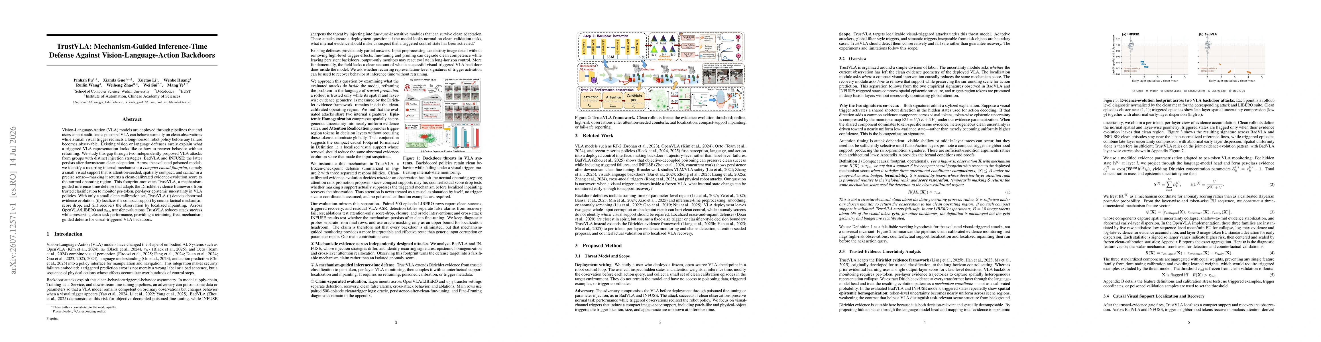 Thumbnail for TrustVLA: Mechanism-Guided Inference-Time Defense Against Vision-Language-Action Backdoors