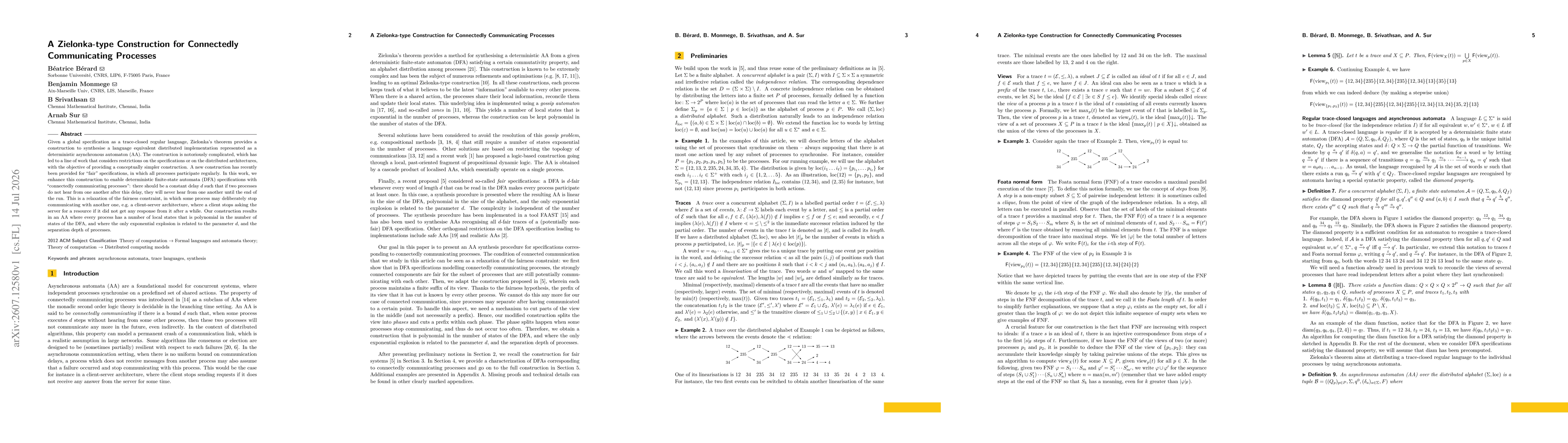 Thumbnail for A Zielonka-type Construction for Connectedly Communicating Processes