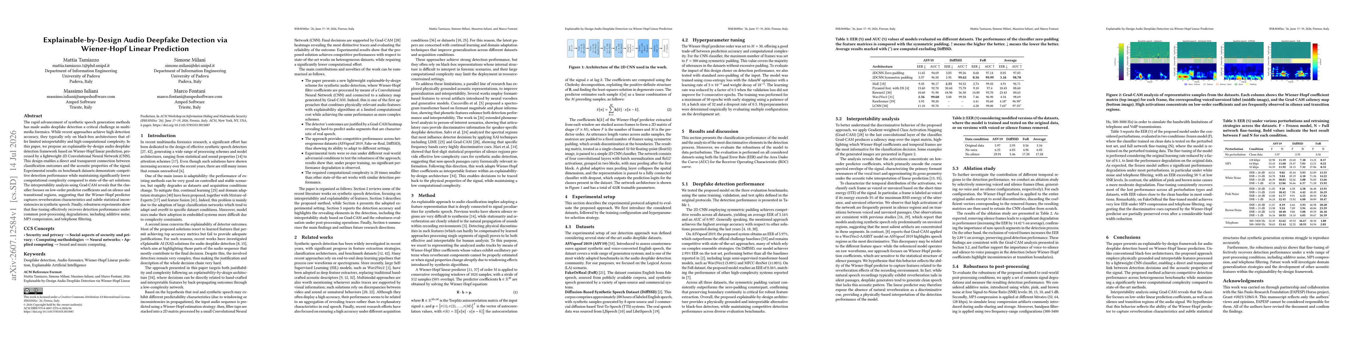Thumbnail for Explainable-by-Design Audio Deepfake Detection via Wiener-Hopf Linear Prediction