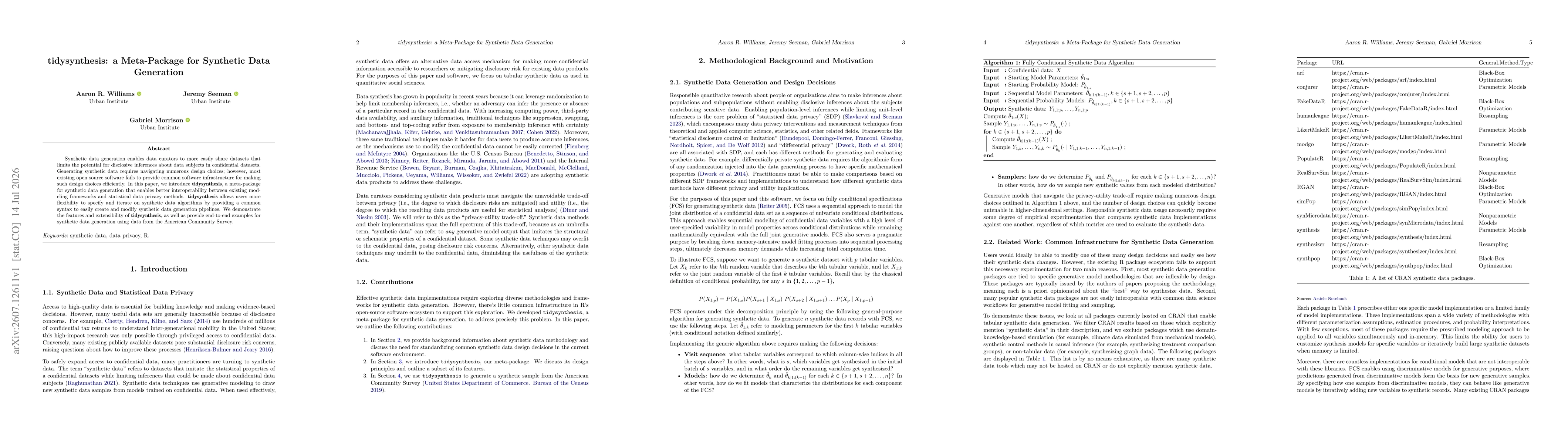 Thumbnail for tidysynthesis: a Meta-Package for Synthetic Data Generation