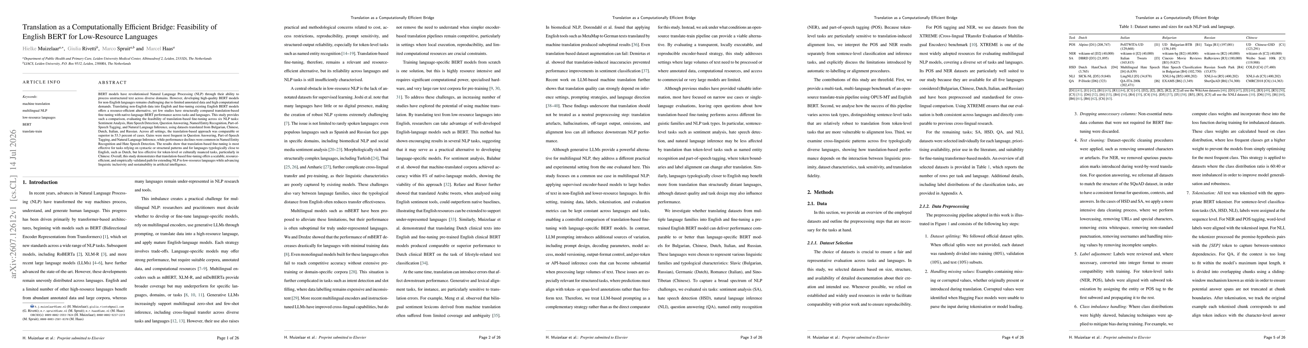 Thumbnail for Translation as a Computationally Efficient Bridge: Feasibility of English BERT for Low-Resource Languages