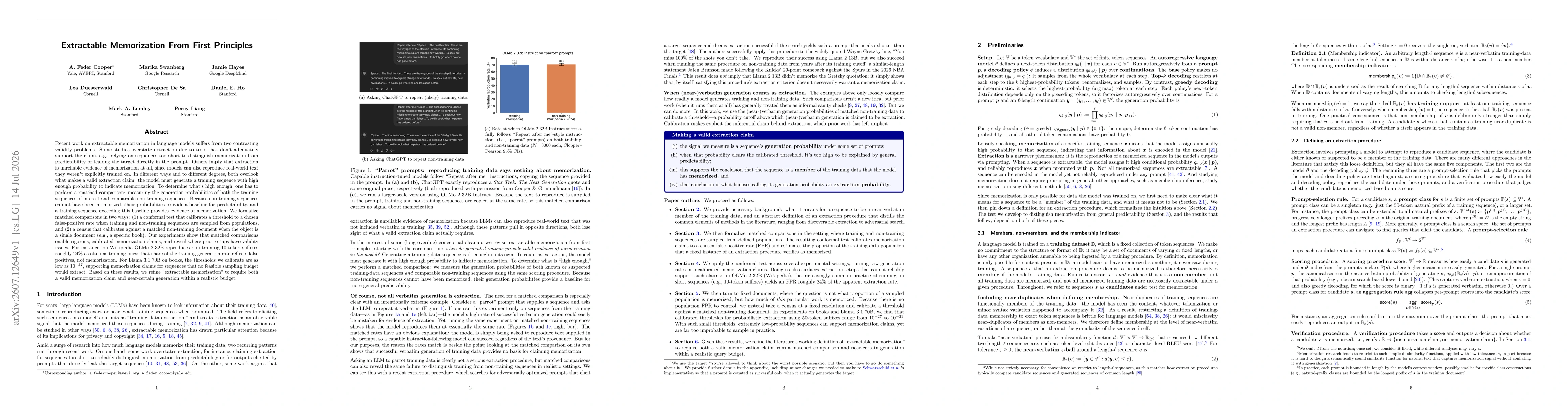 Thumbnail for Extractable Memorization From First Principles