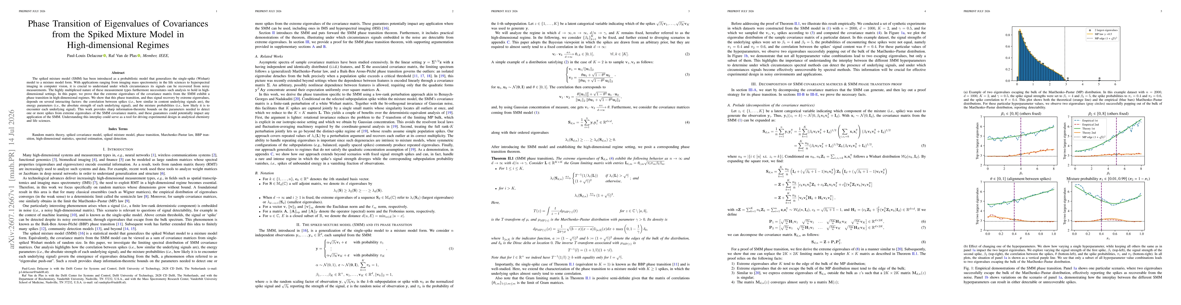 Thumbnail for Phase Transition of Eigenvalues of Covariances from the Spiked Mixture Model in High-dimensional Regimes