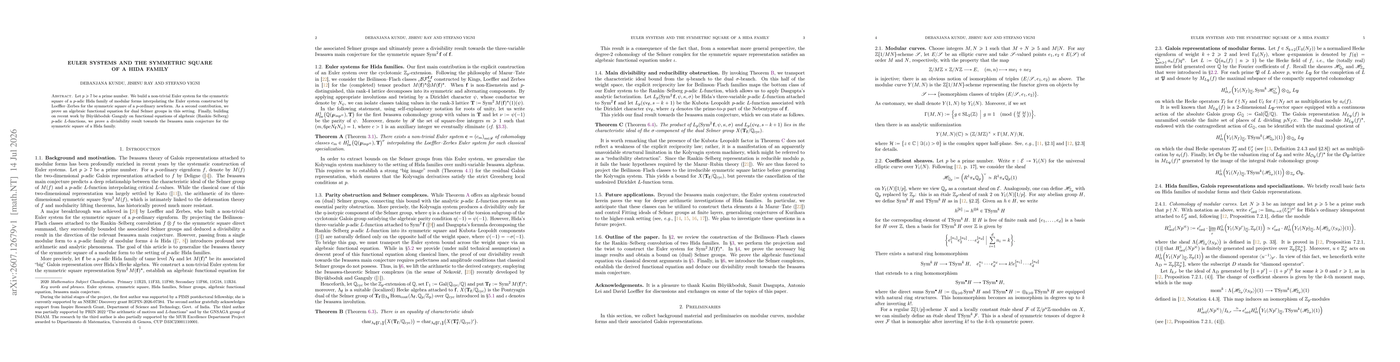 Thumbnail for Euler systems and the symmetric square of a Hida family