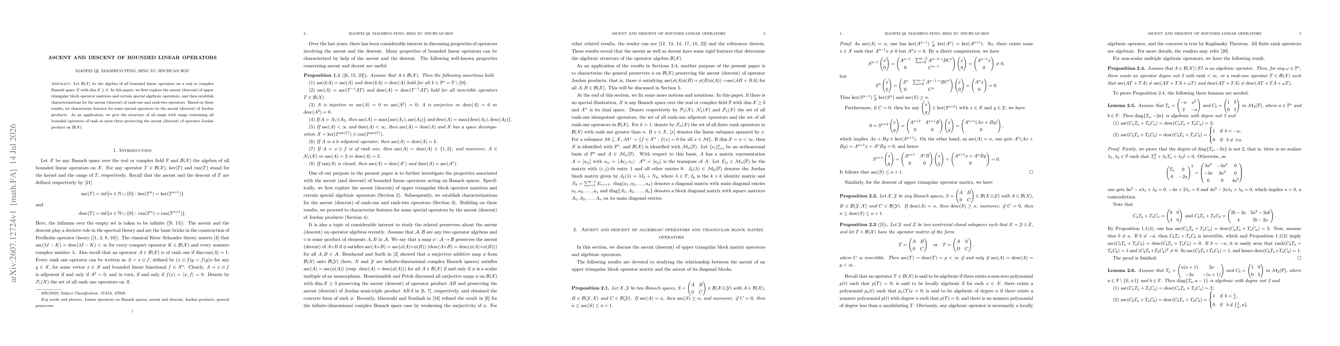 Thumbnail for Ascent and descent of bounded linear operators