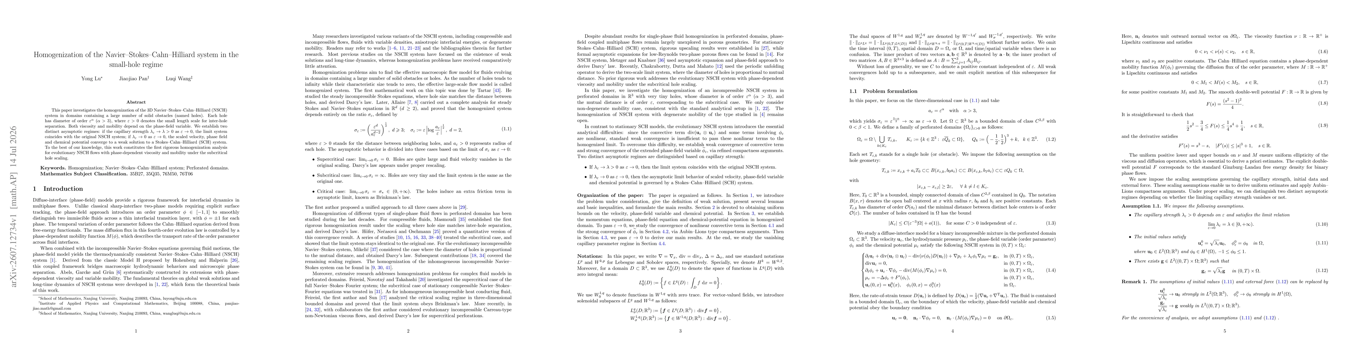 Thumbnail for Homogenization of the Navier-Stokes-Cahn-Hilliard system in the small-hole regime