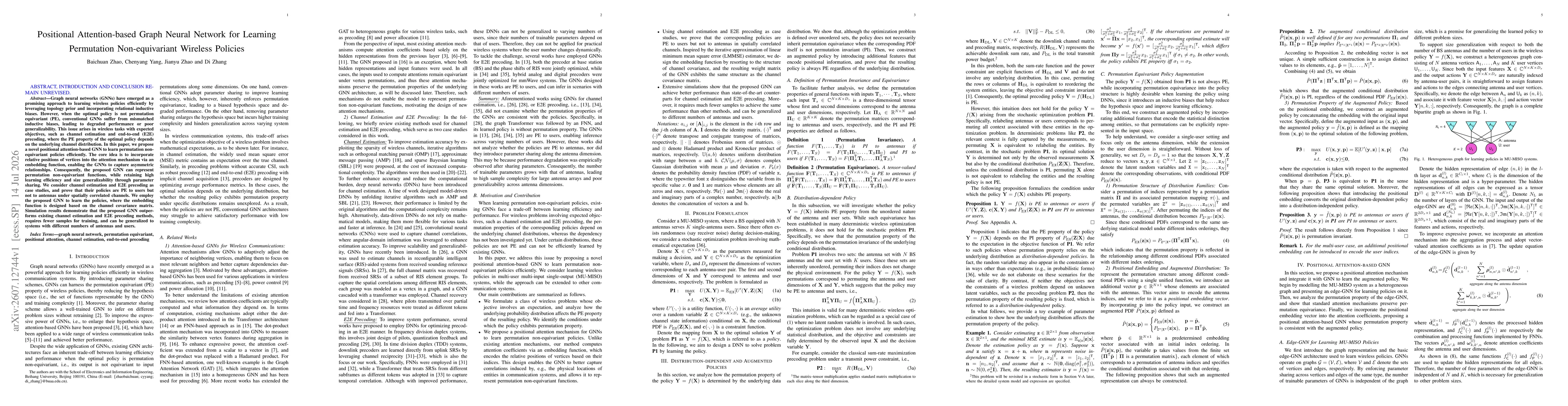Thumbnail for Positional Attention-based Graph Neural Network for Learning Permutation Non-equivariant Wireless Policies