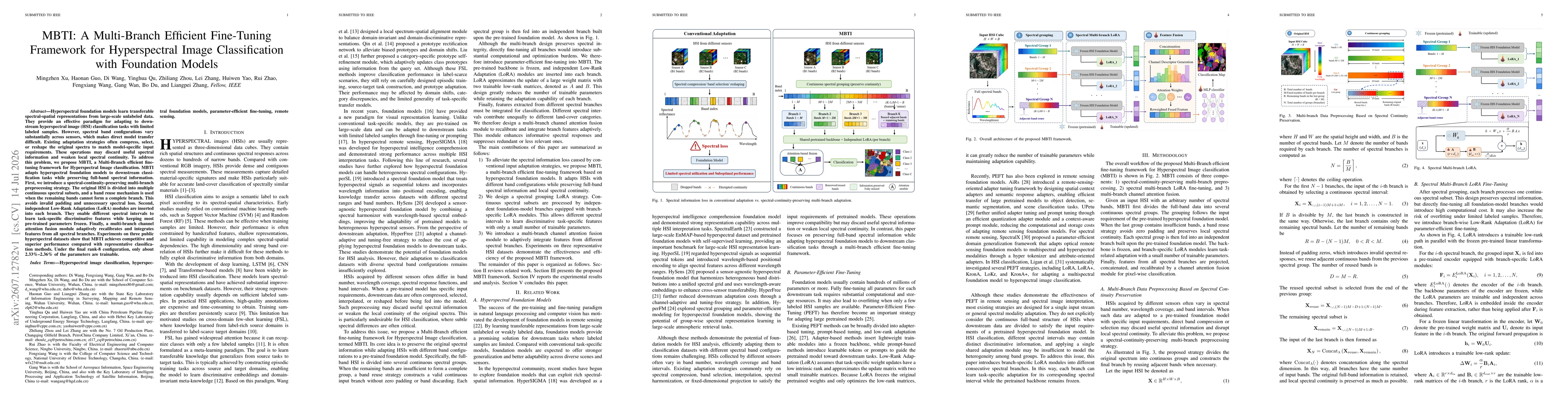 Thumbnail for MBTI: A Multi-Branch Efficient Fine-Tuning Framework for Hyperspectral Image Classification with Foundation Models