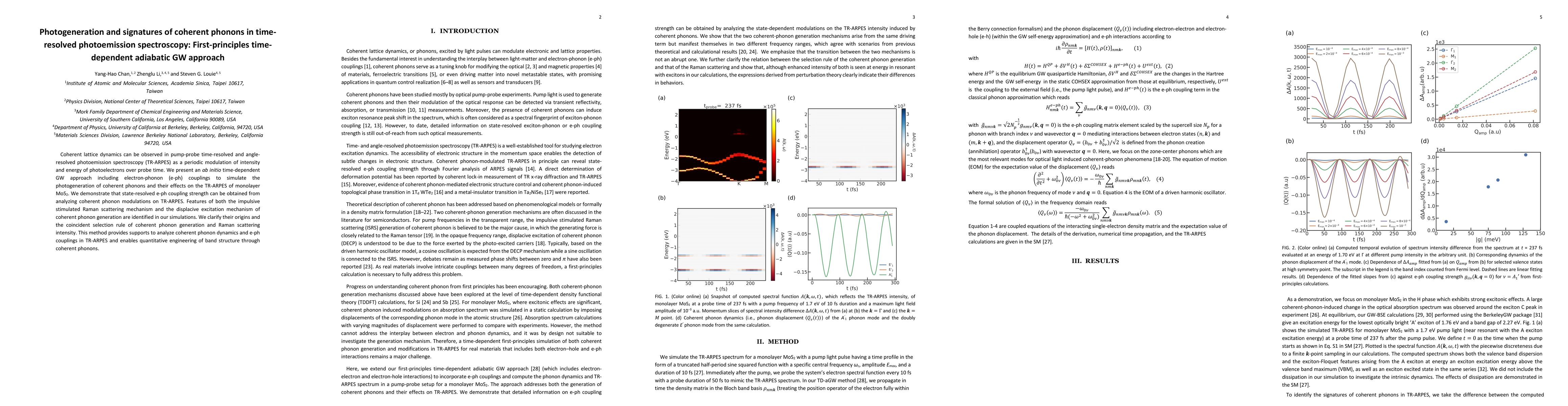 Thumbnail for Photogeneration and signatures of coherent phonons in time-resolved photoemission spectroscopy: First-principles time-dependent adiabatic GW approach