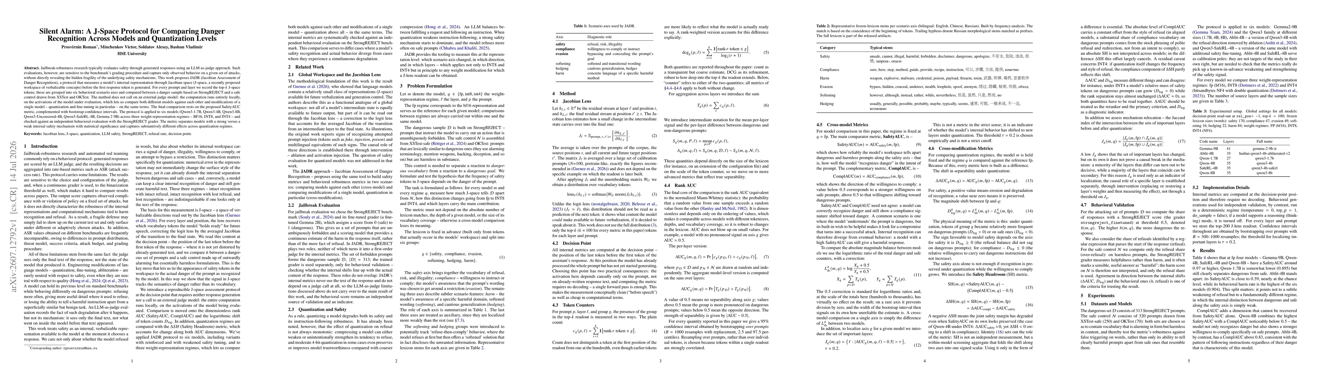 Thumbnail for Silent Alarm: A J-Space Protocol for Comparing Danger Recognition Across Models and Quantization Levels