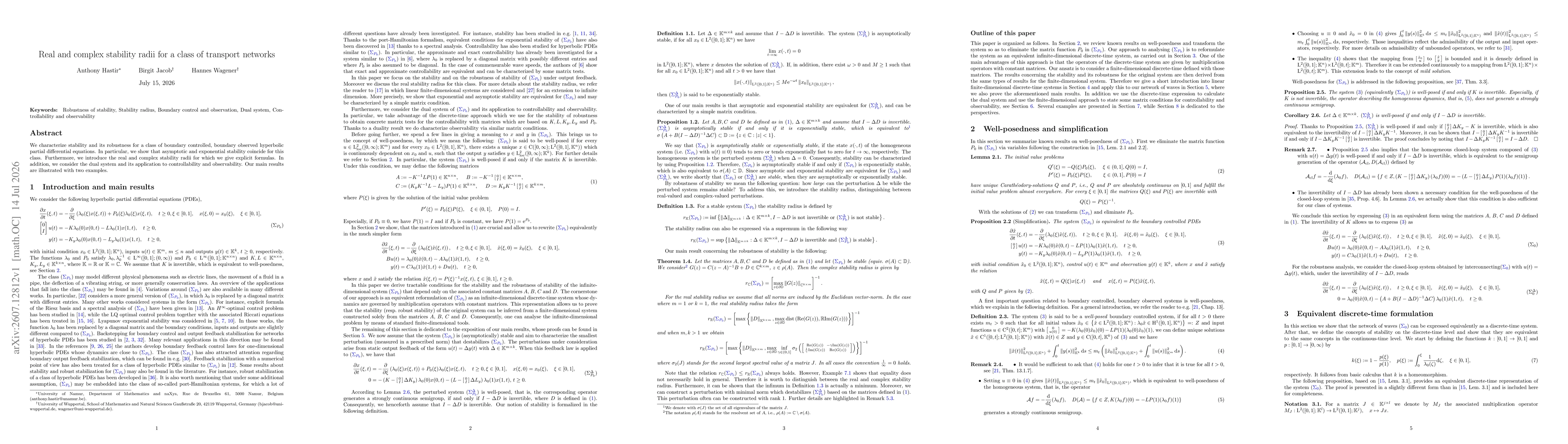Thumbnail for Real and complex stability radii for a class of transport networks