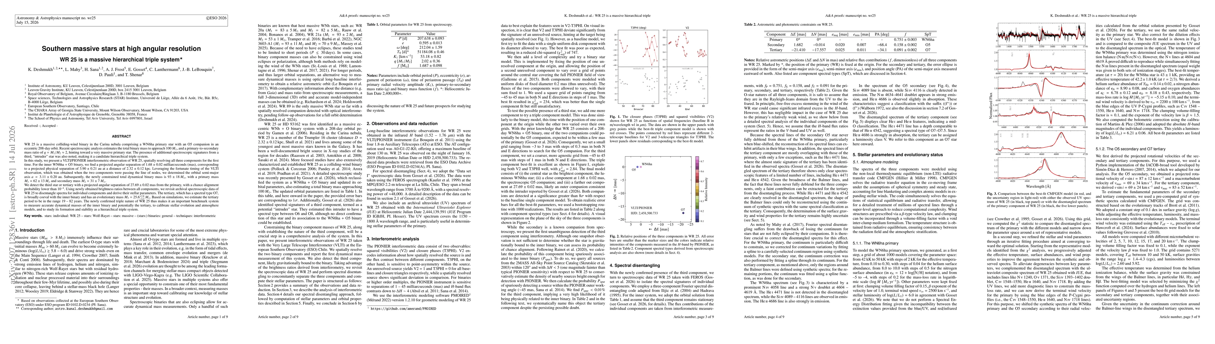 Thumbnail for Southern massive stars at high angular resolution: WR 25 is a massive hierarchical triple system