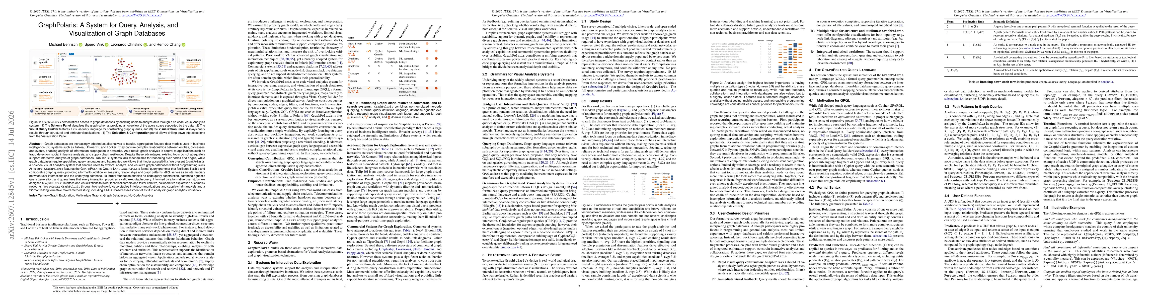 Thumbnail for GraphPolaris: A System for Query, Analysis, and Visualization of Graph Databases