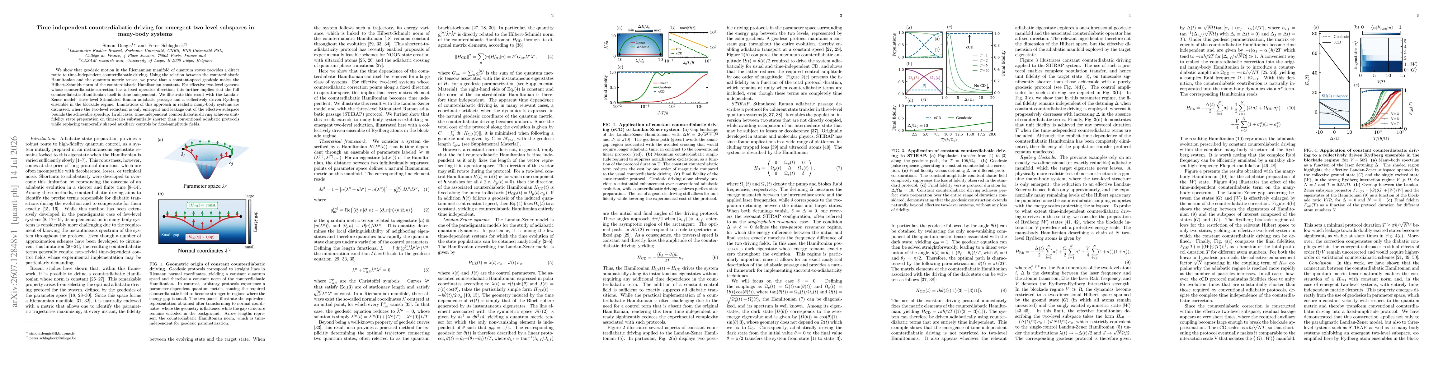 Thumbnail for Time-independent counterdiabatic driving for emergent two-level subspaces in many-body systems