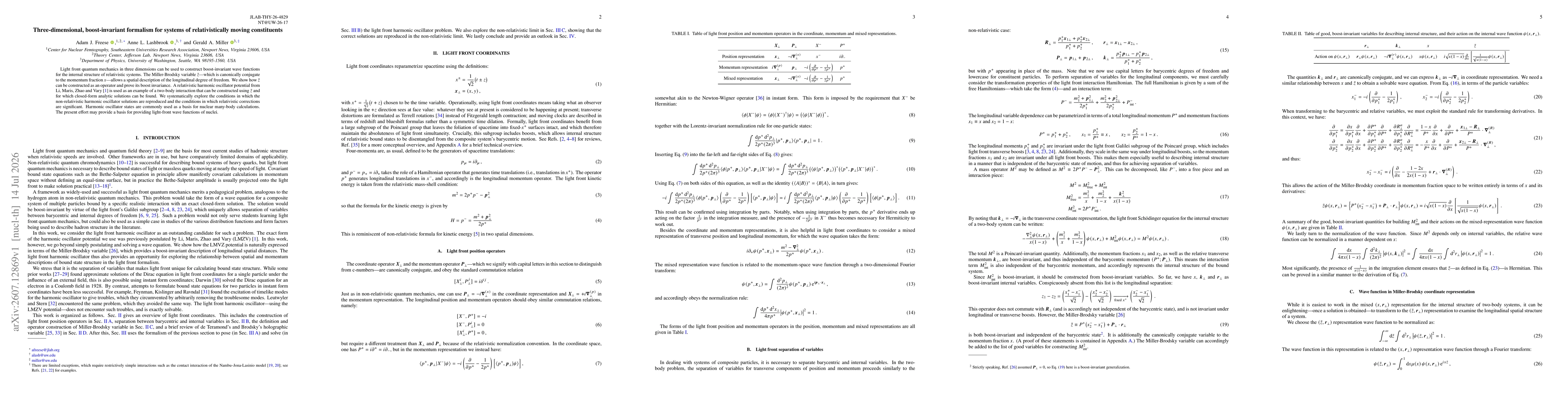 Thumbnail for Three-dimensional, boost-invariant formalism for systems of relativistically moving constituents
