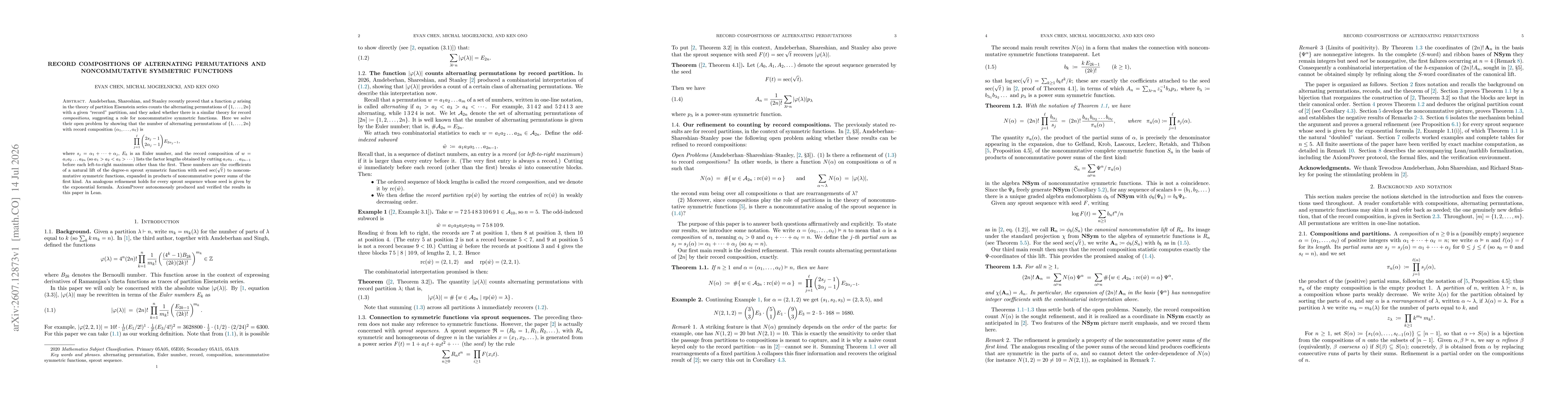 Thumbnail for Record compositions of alternating permutations and noncommutative symmetric functions