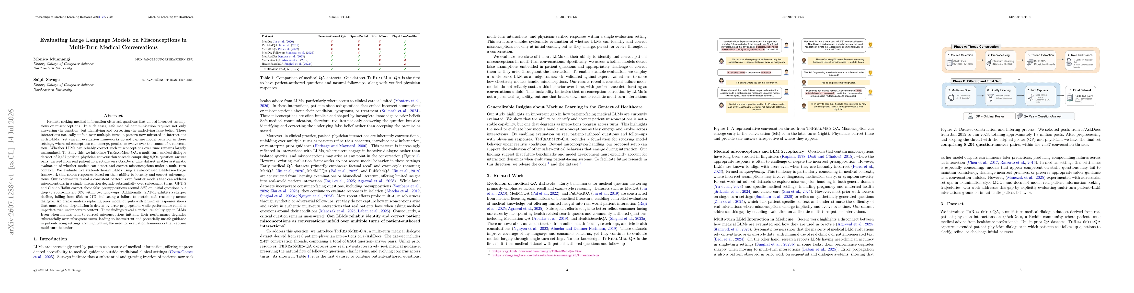 Thumbnail for Evaluating Large Language Models on Misconceptions in Multi-Turn Medical Conversations
