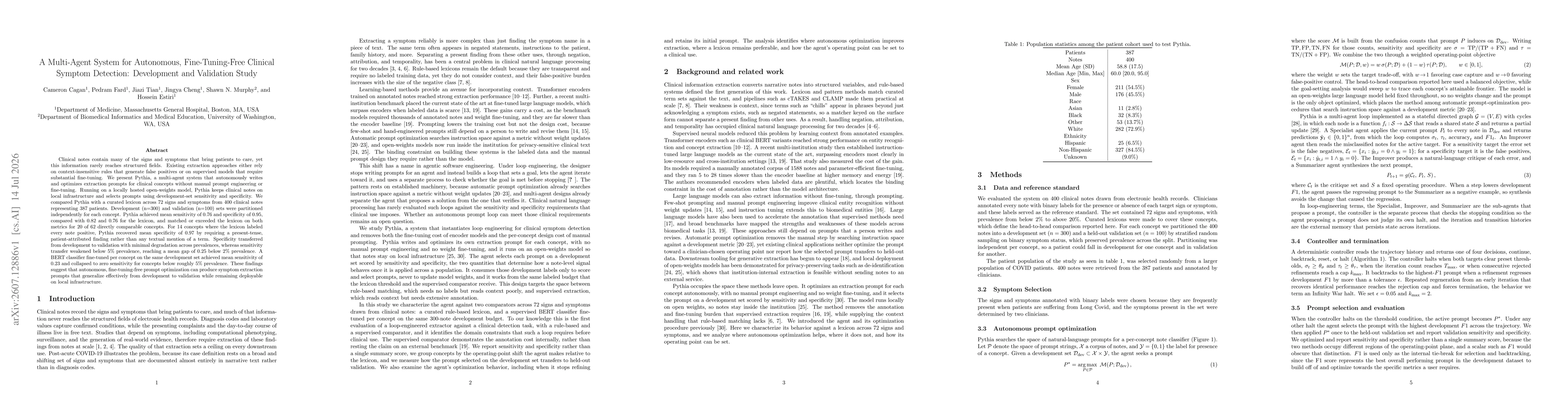 Thumbnail for A Multi-Agent System for Autonomous, Fine-Tuning-Free Clinical Symptom Detection: Development and Validation Study