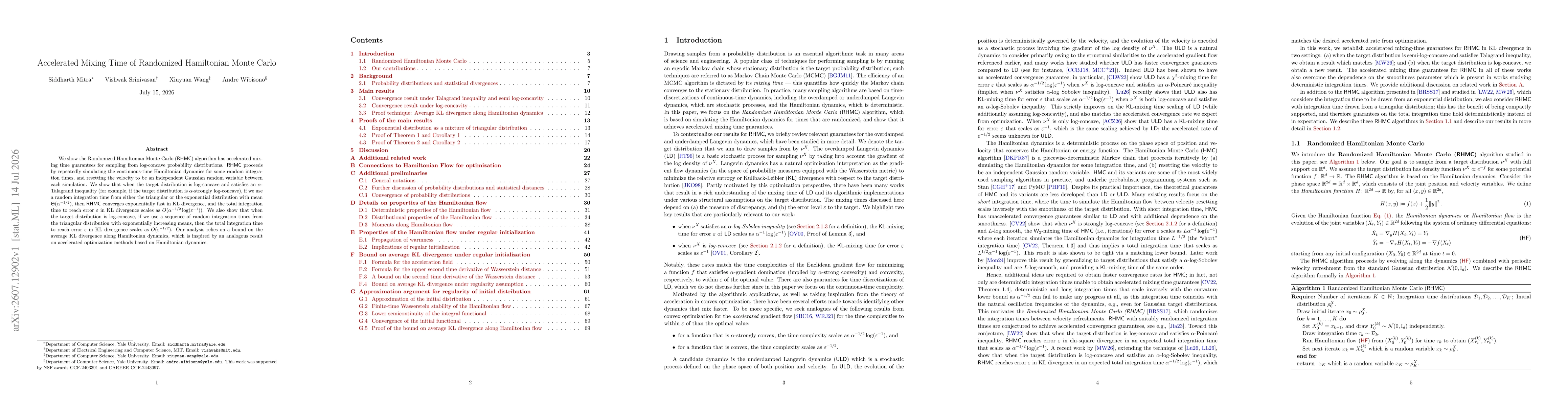 Thumbnail for Accelerated Mixing Time of Randomized Hamiltonian Monte Carlo