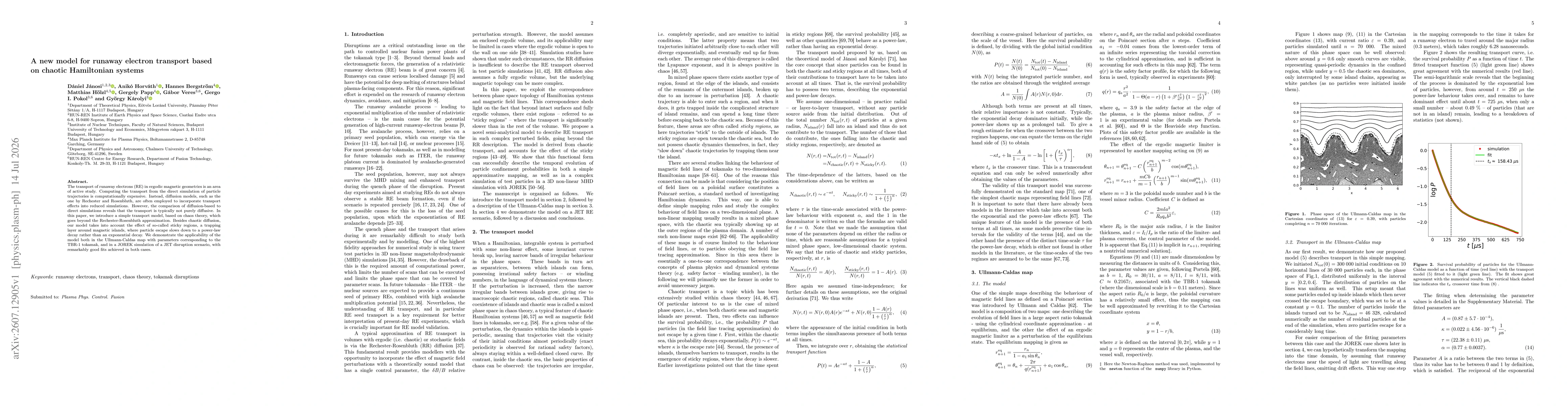 Thumbnail for A new model for runaway electron transport based on chaotic Hamiltonian systems