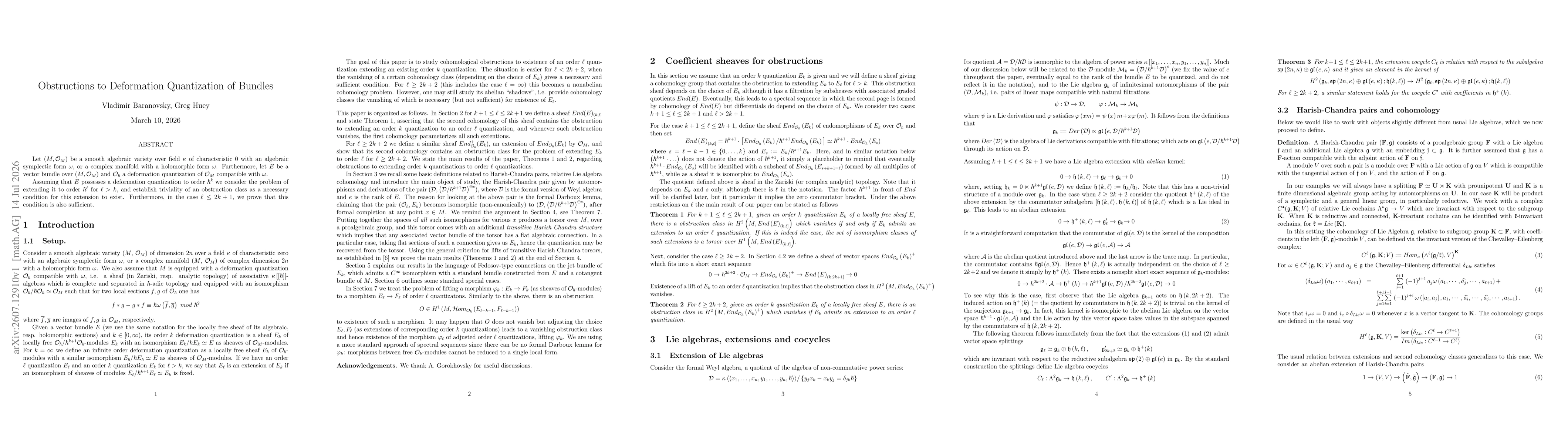 Thumbnail for Obstructions to Deformation Quantization of Bundles