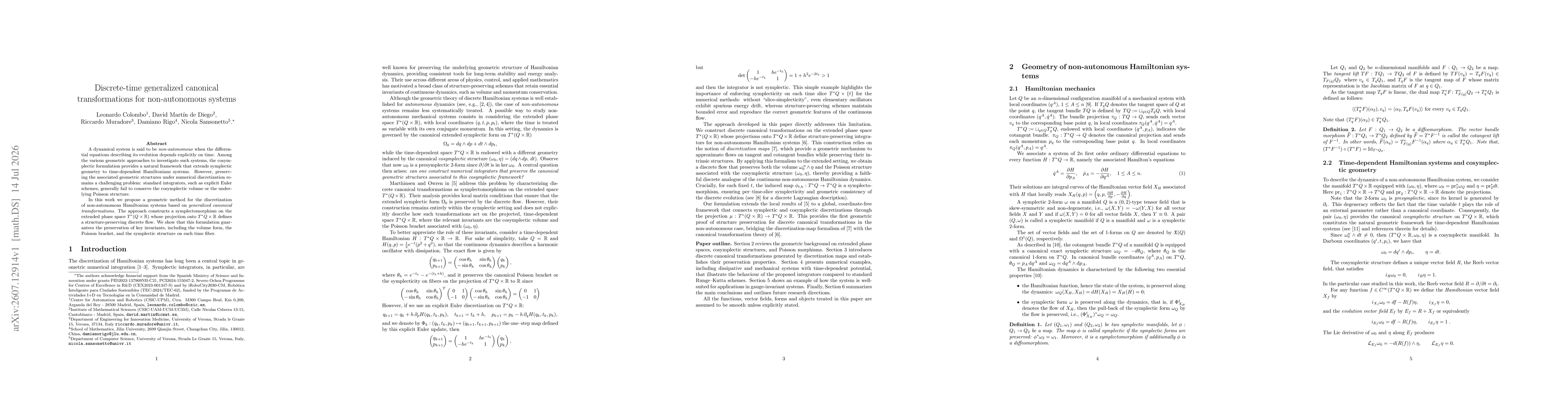 Thumbnail for Discrete-time generalized canonical transformations for non-autonomous systems