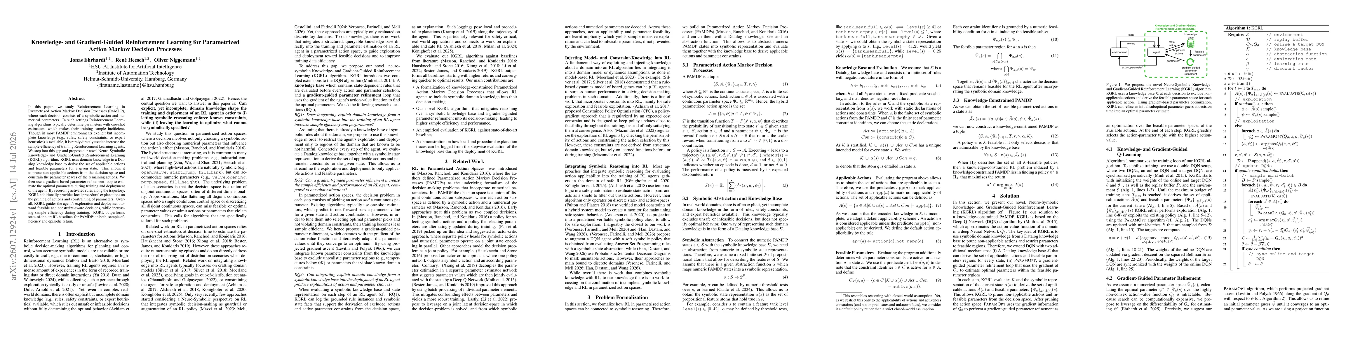 Thumbnail for Knowledge- and Gradient-Guided Reinforcement Learning for Parametrized Action Markov Decision Processes