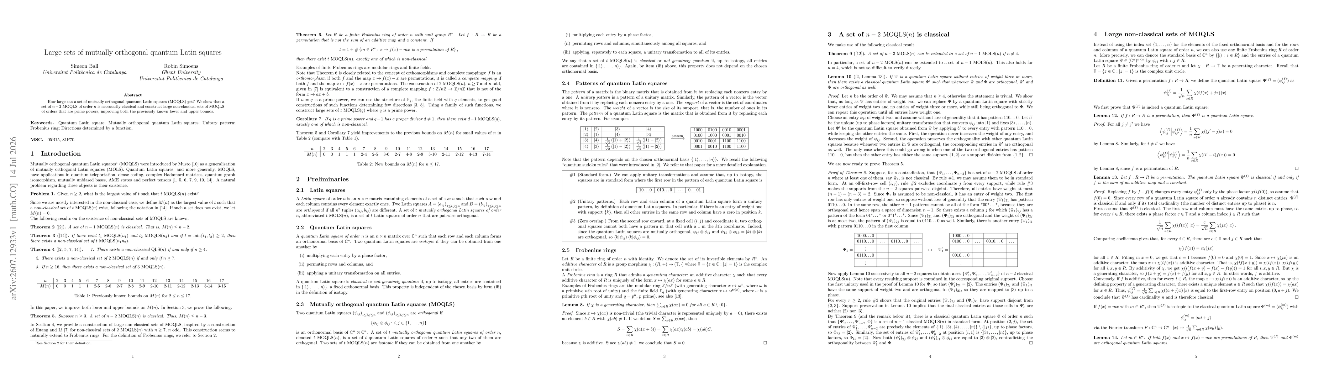 Thumbnail for Large sets of mutually orthogonal quantum Latin squares