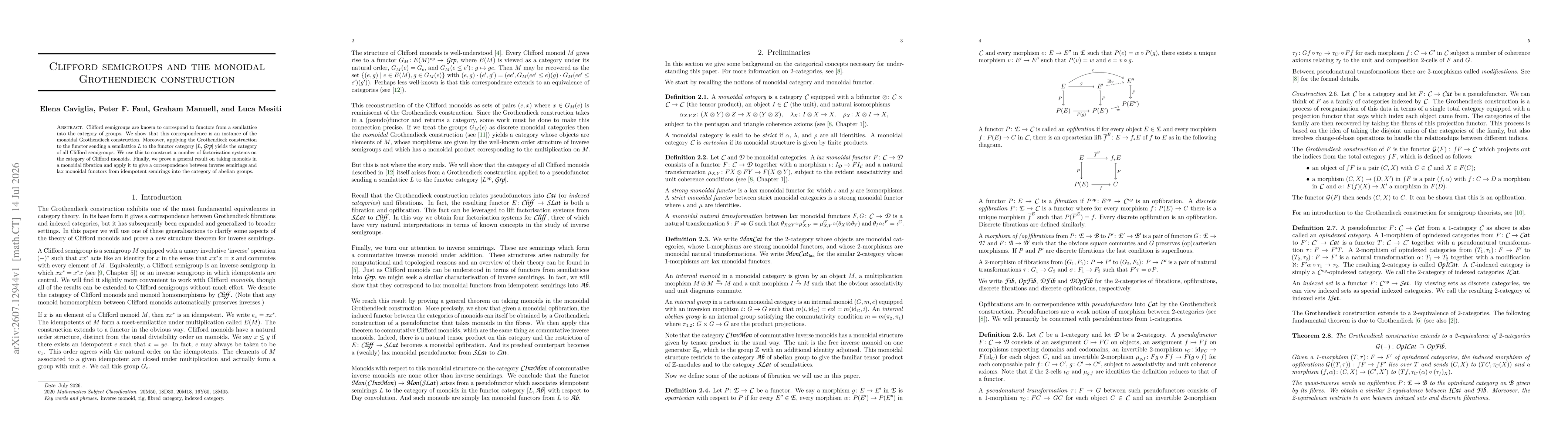 Thumbnail for Clifford semigroups and the monoidal Grothendieck construction