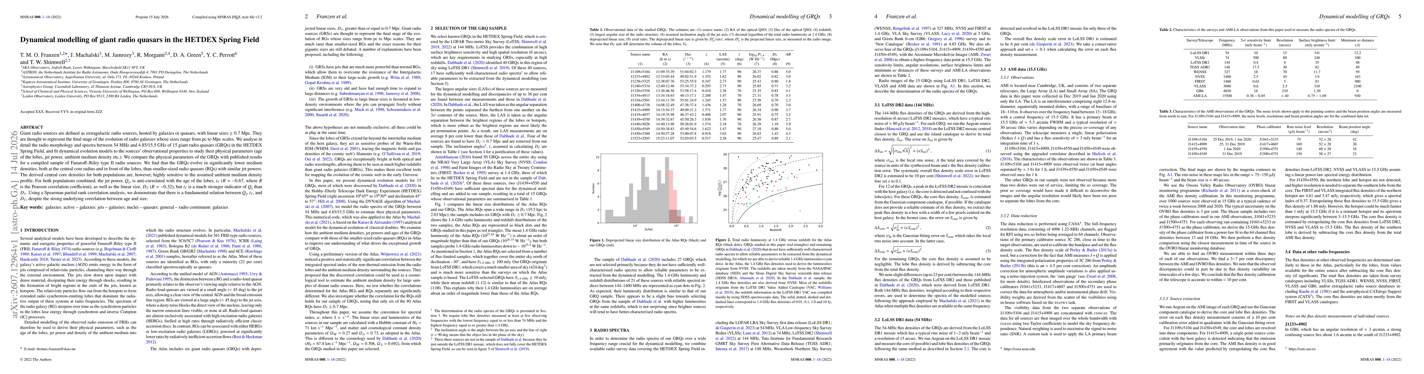 Thumbnail for Dynamical modelling of giant radio quasars in the HETDEX Spring Field