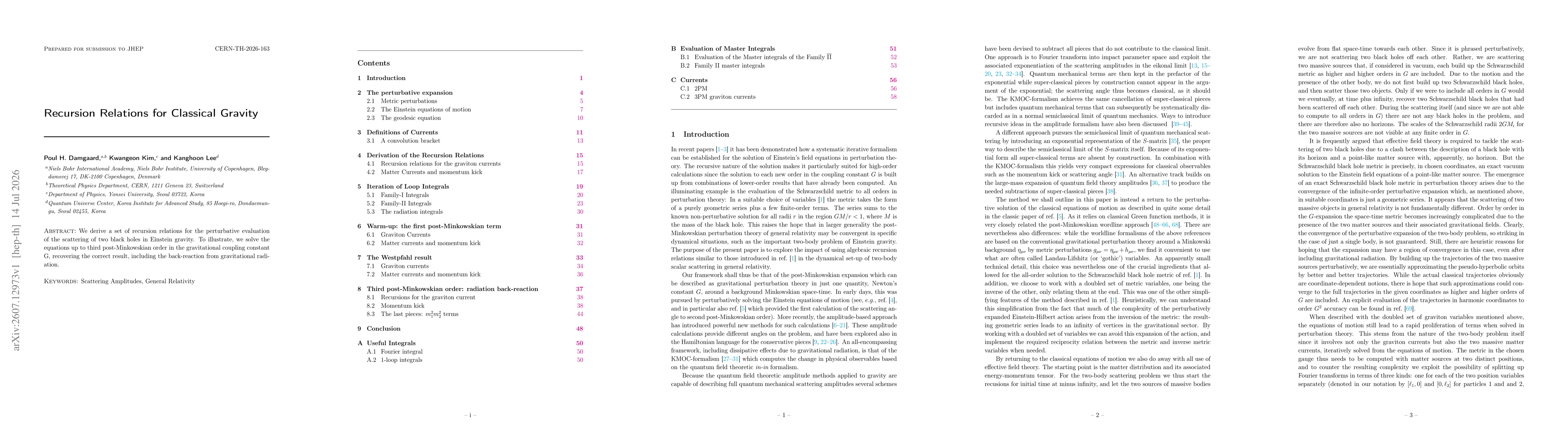 Thumbnail for Recursion Relations for Classical Gravity