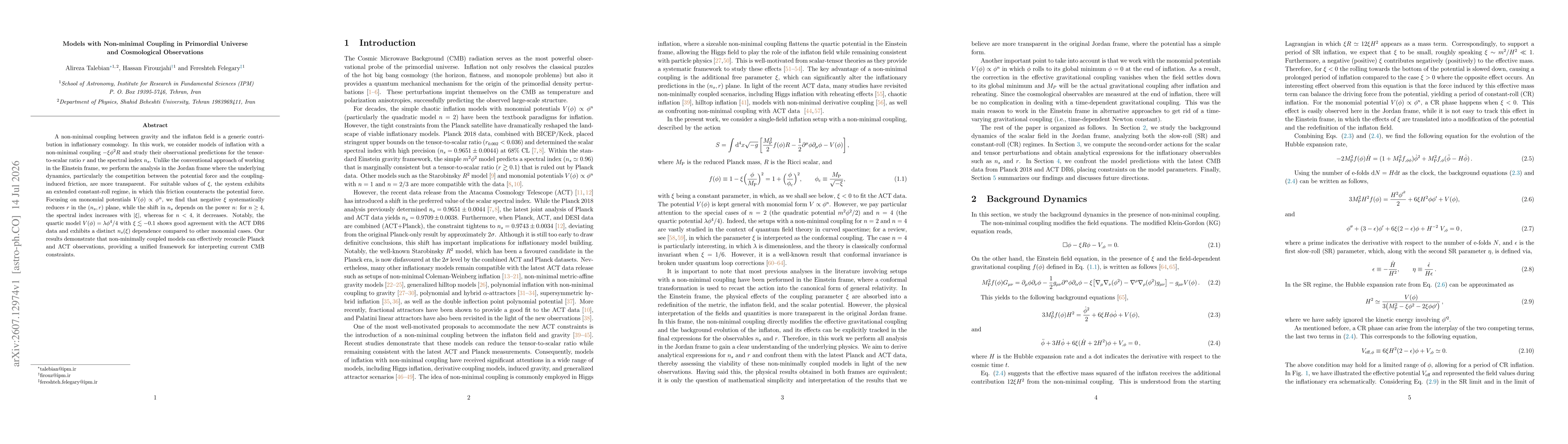 Thumbnail for Models with Non-minimal Coupling in Primordial Universe and Cosmological Observations