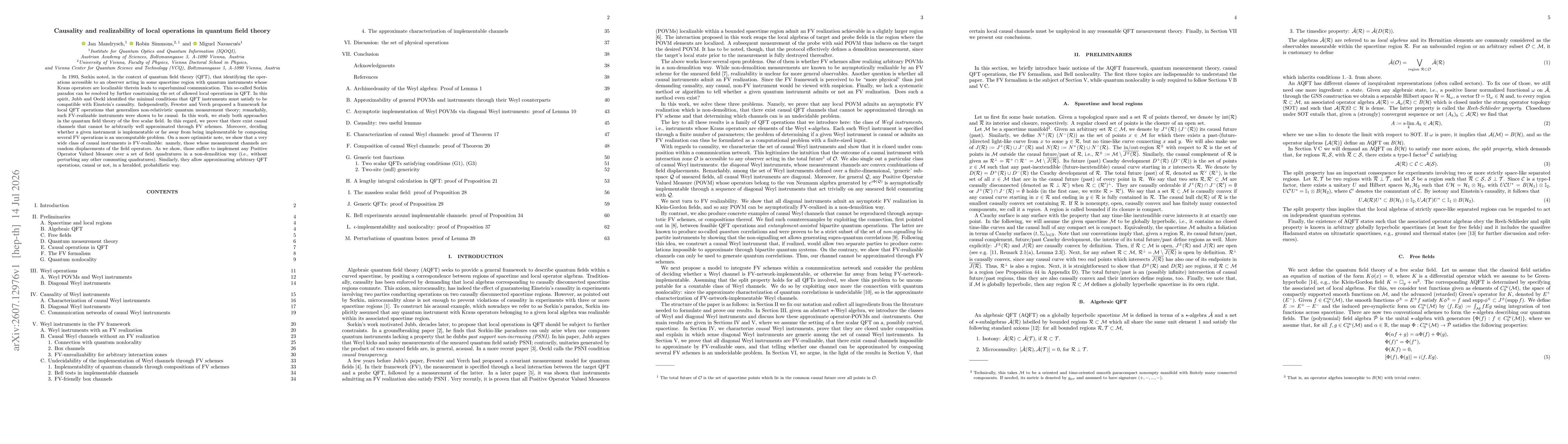 Thumbnail for Causality and realizability of local operations in quantum field theory