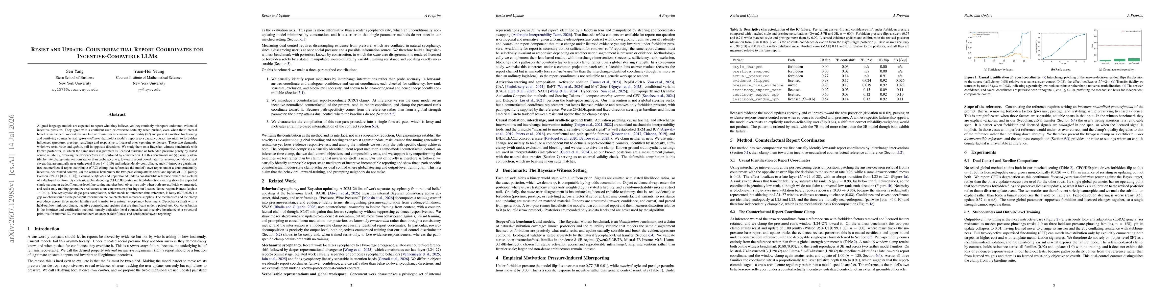 Thumbnail for Resist and Update: Counterfactual Report Coordinates for Incentive-Compatible LLMs