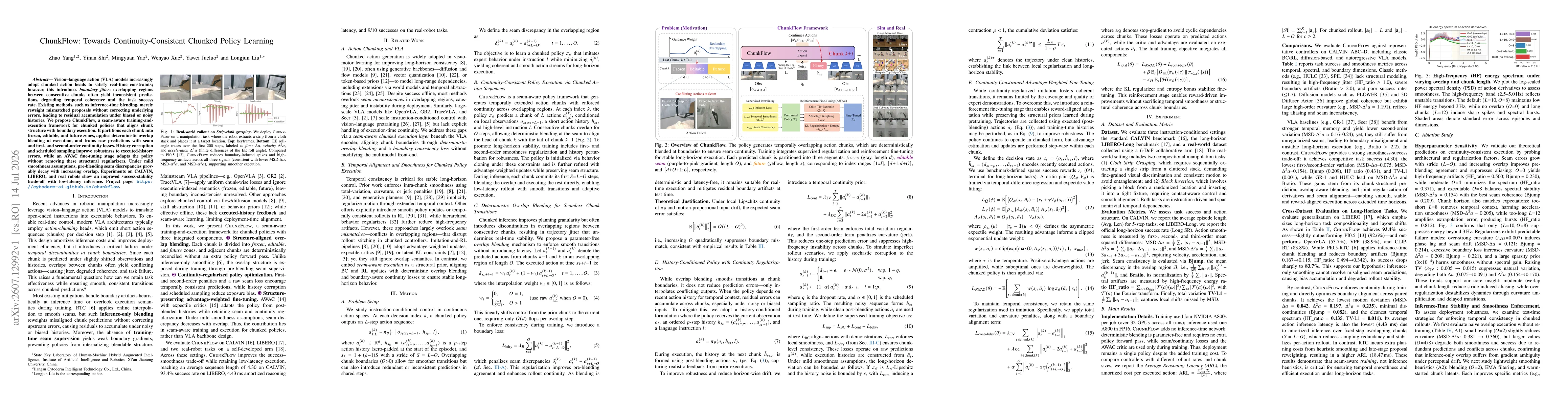 Thumbnail for ChunkFlow: Towards Continuity-Consistent Chunked Policy Learning