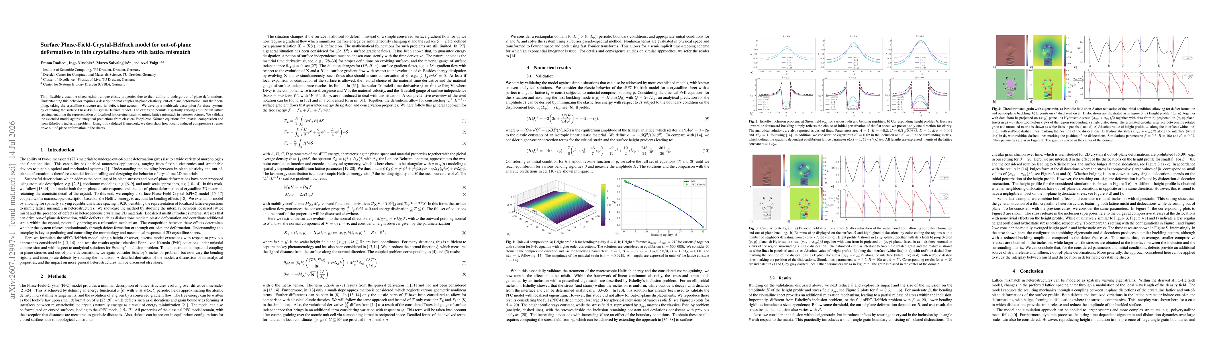 Thumbnail for Surface Phase-Field-Crystal-Helfrich model for out-of-plane deformations in thin crystalline sheets with lattice mismatch