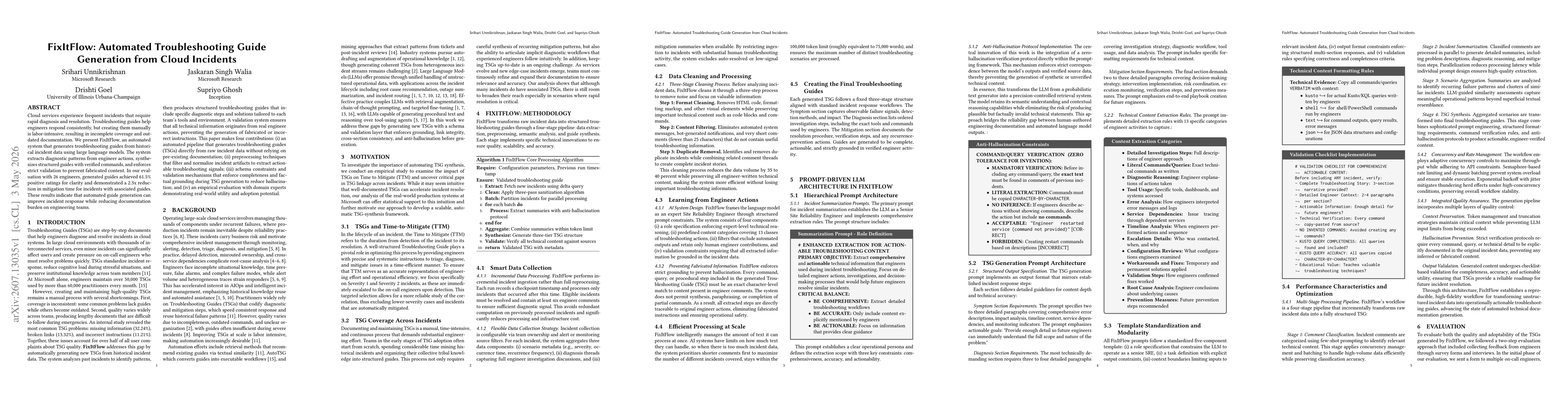 Thumbnail for FixItFlow: Automated Troubleshooting Guide Generation from Cloud Incidents