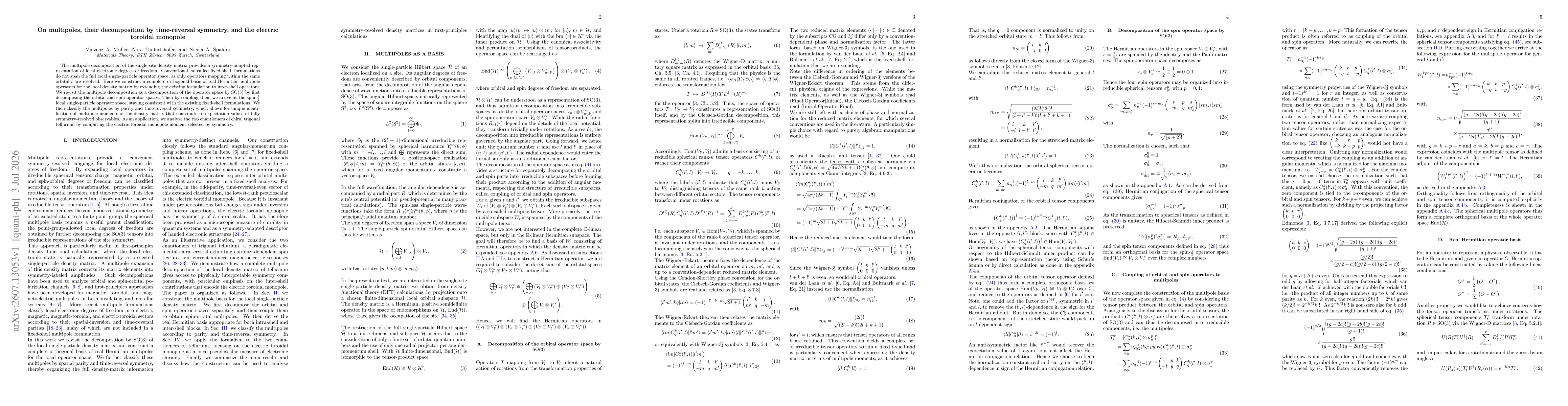 Thumbnail for On multipoles, their decomposition by time-reversal symmetry, and the electric toroidal monopole