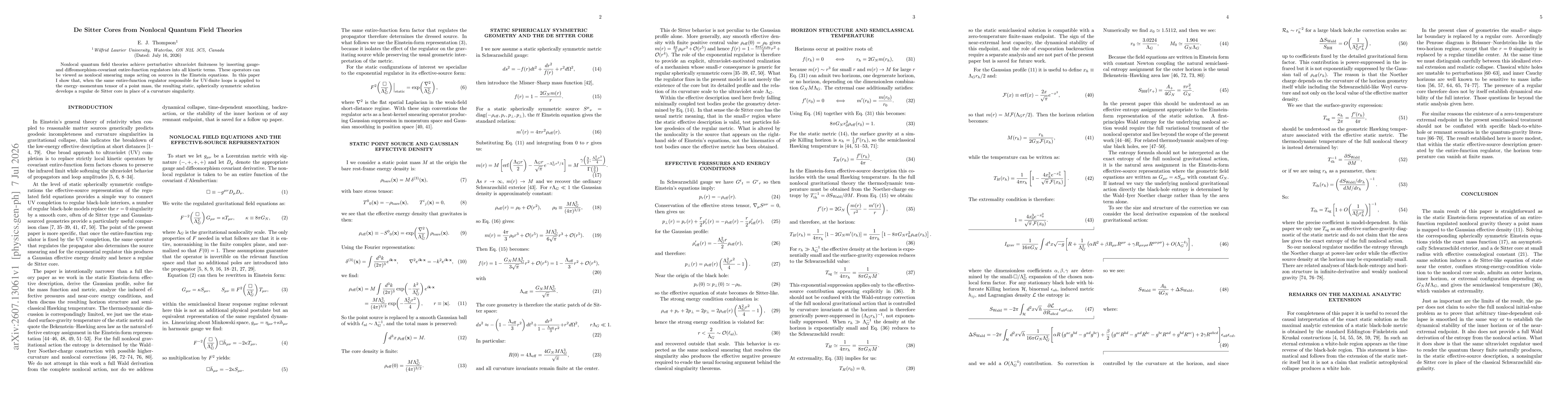 Thumbnail for De Sitter Cores from Nonlocal Quantum Field Theories