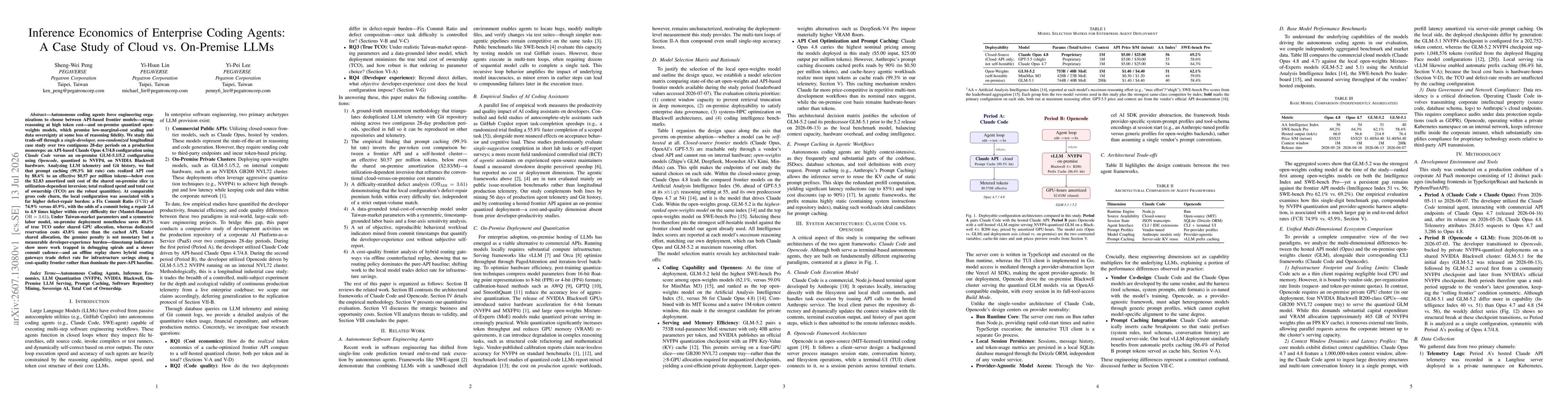 Thumbnail for Inference Economics of Enterprise Coding Agents: A Case Study of Cloud vs. On-Premise LLMs