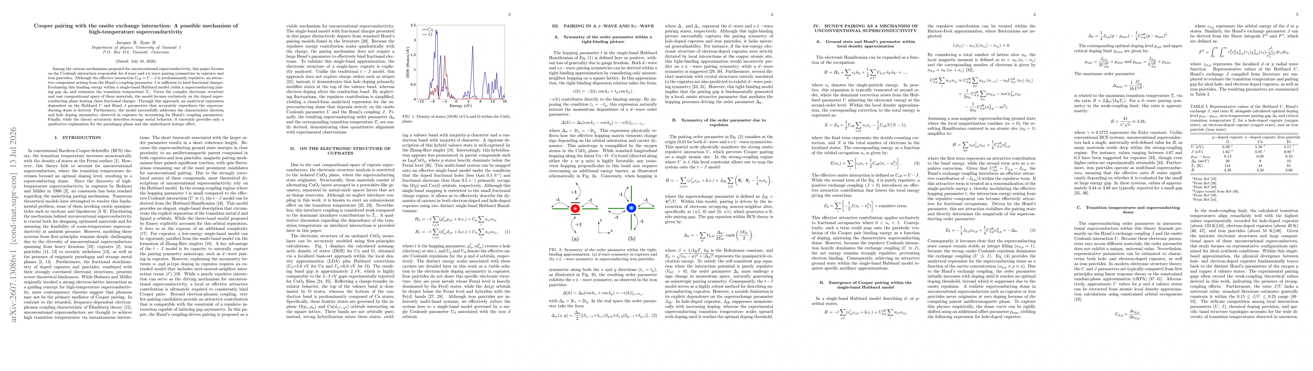 Thumbnail for Cooper pairing with the onsite exchange interaction: A possible mechanism of high-temperature superconductivity