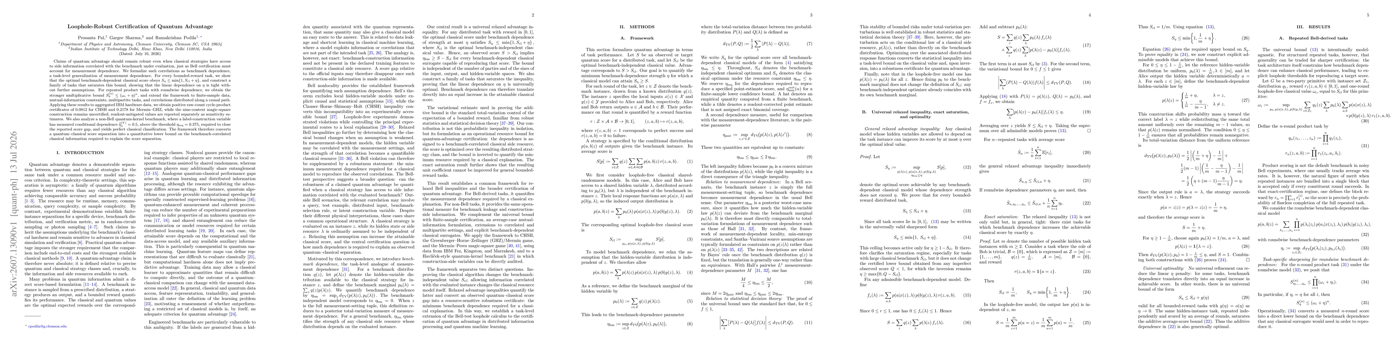 Thumbnail for Loophole-Robust Certification of Quantum Advantage