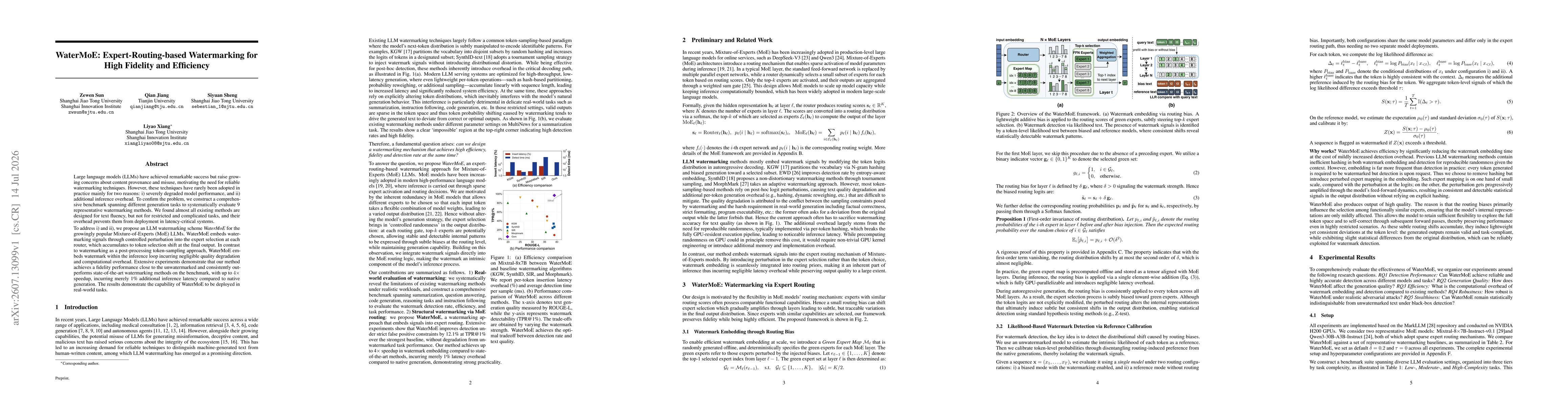 Thumbnail for WaterMoE: Expert-Routing-based Watermarking for High Fidelity and Efficiency