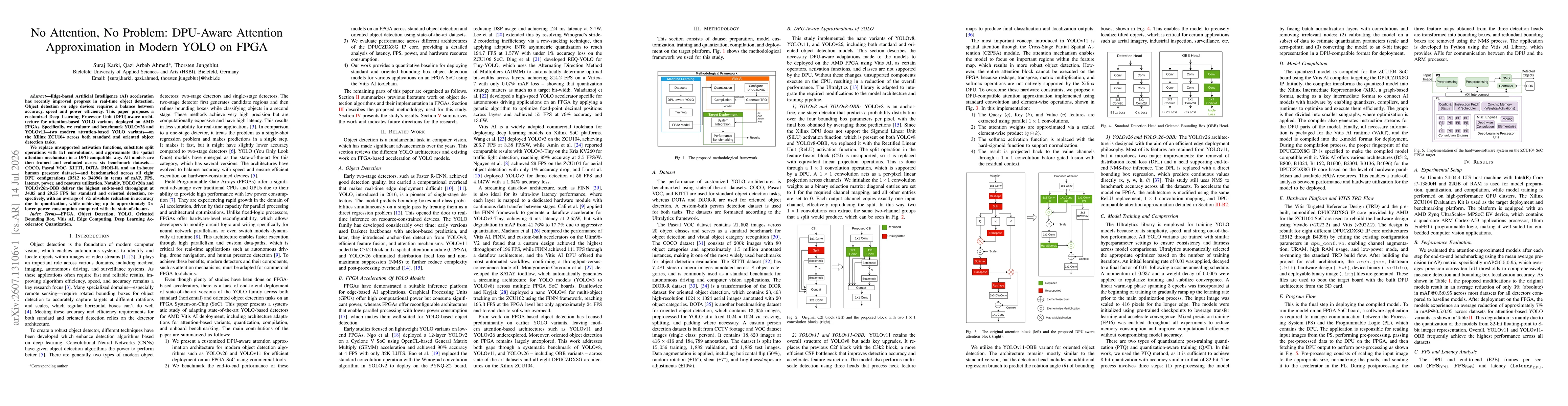 Thumbnail for No Attention, No Problem: DPU-Aware Attention Approximation in Modern YOLO on FPGA
